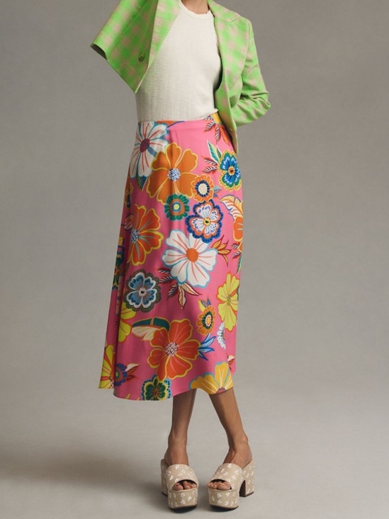FARM Rio Dresses & Skirts - FARM Rio Pink Floral Maxi Skirt with Orange & Yellow Blooms Size XS